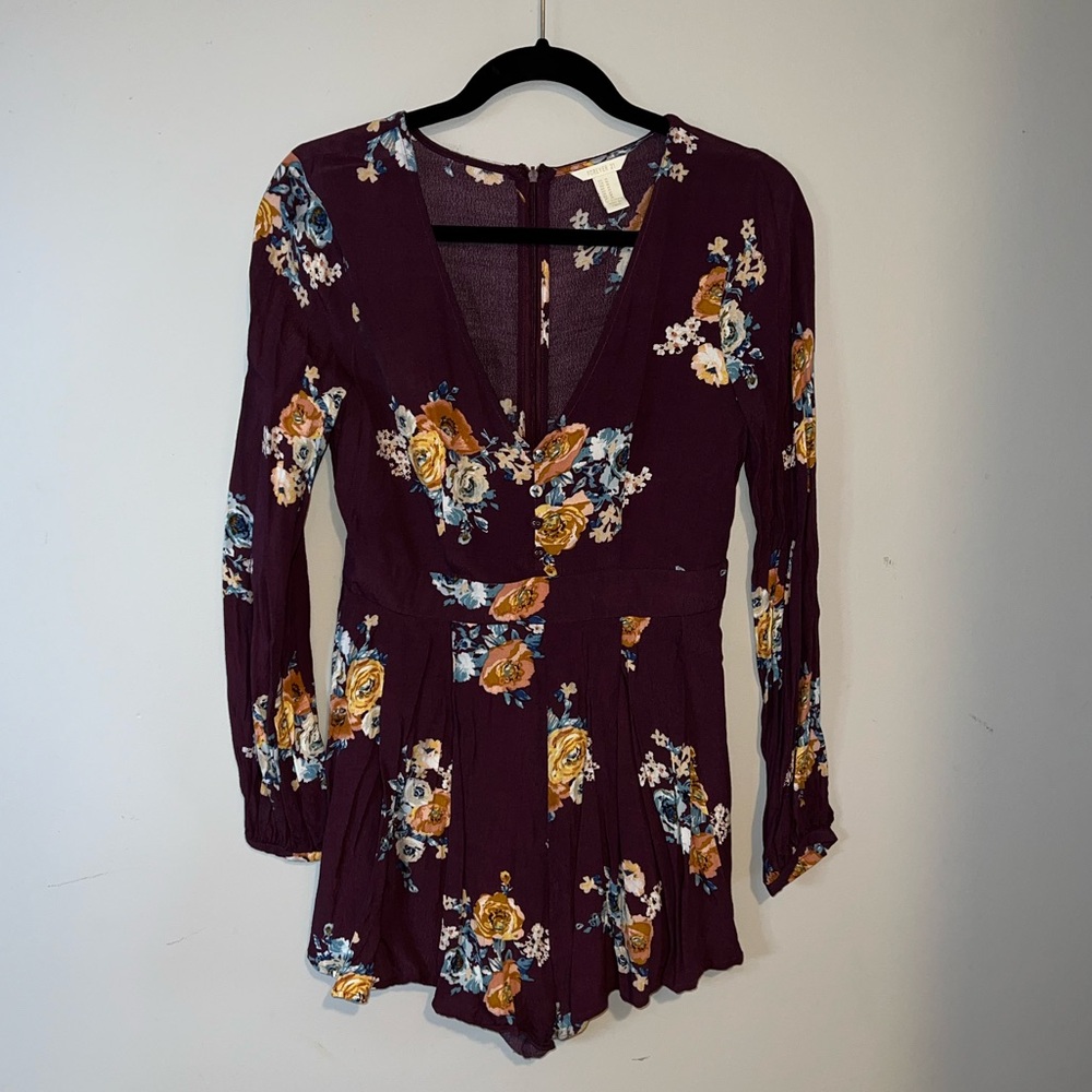 F21 Plum Floral Romper